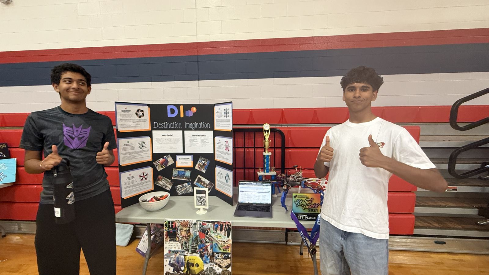 Trailblazers Destination Imagination booth at a school gym event