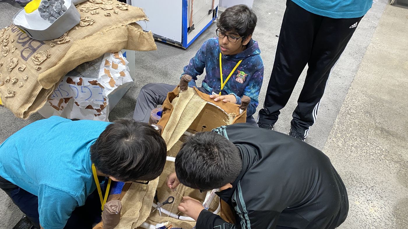 Rishaan of Trailblazers DI: the autonomous music conductor gimmick and costumes, "Pinball Heroes" Technical Challenge (2023-24 Season), photo 1 of 1